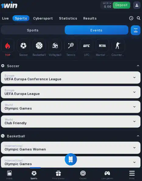 Sports at 1win