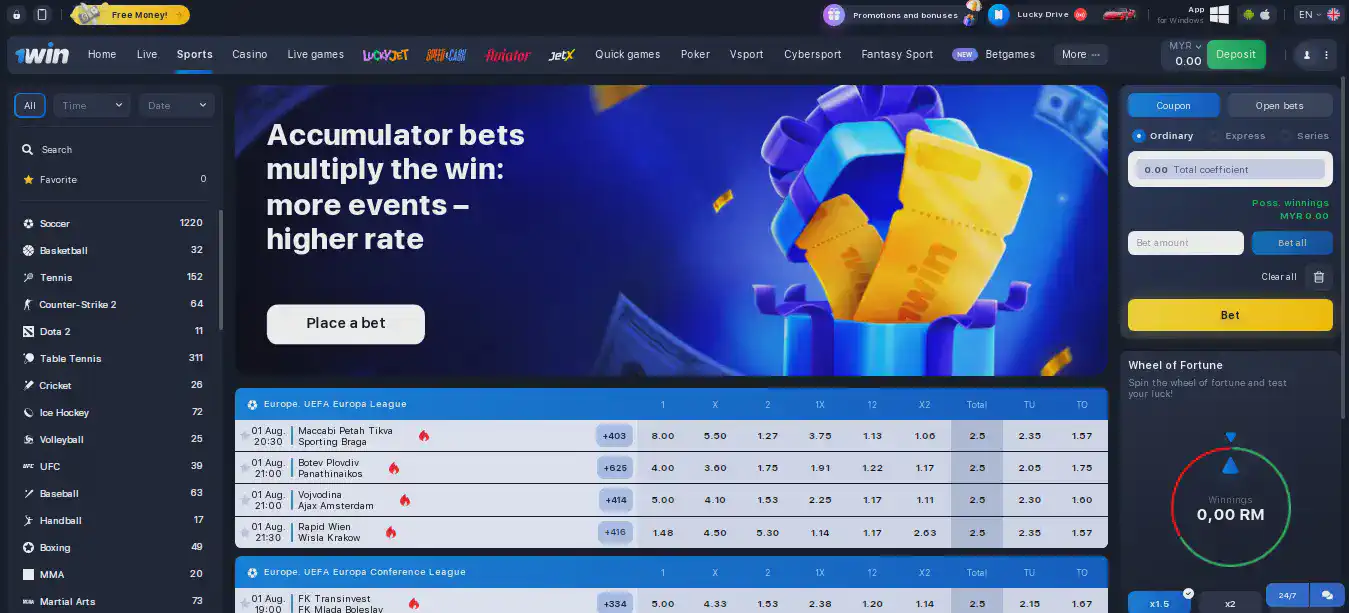 1win betting 