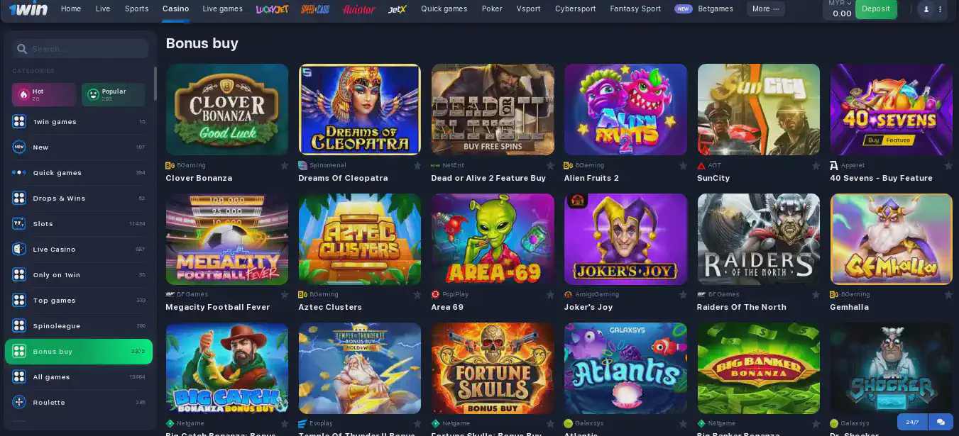 1win slots online