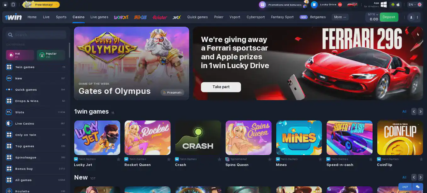 1win casino games