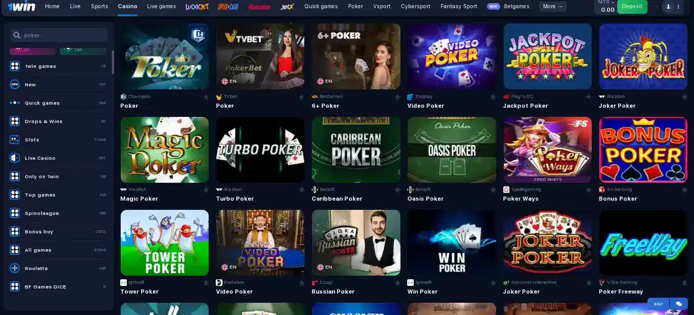 1win poker